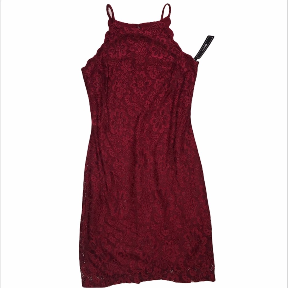 A. BYER Burgundy Wine Lace holiday Christmas Dress size 9 medium